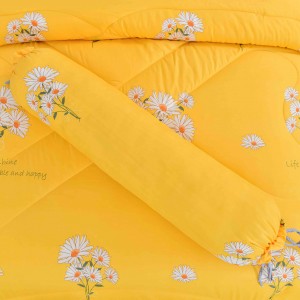 OEM/ODM Polyester Yellow Pillowcase Quilted 6pcs Bed Sheets Polyester Comforter Set