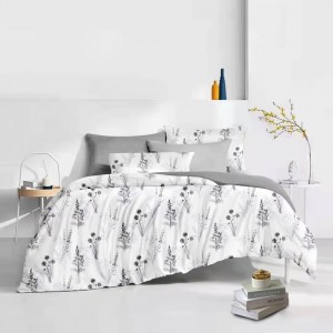 White Printing Microfiber Pillowcase Polyester Bed Sheets Home Textile Duvet Cover Set