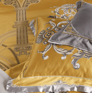 Gold multi-piece breathable bed simple cotton jacquard quilt cover bedding set