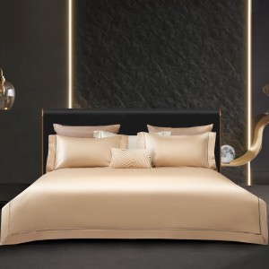 4 Pieces Silk Sheet Gold Quilt Cover Solid Color Pillow Cases Bedding Set