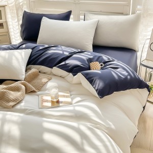 Polyester Pillow Sham Double Fight Solid Color Quilt Cover White BedSheets Premium Bedding Set