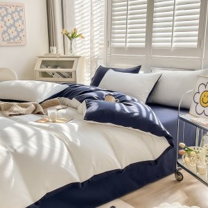 Polyester Pillow Sham Double Fight Solid Color Quilt Cover White BedSheets Premium Bedding Set