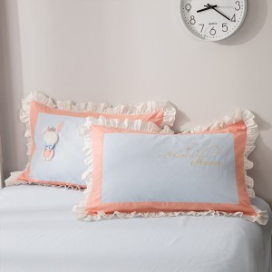 Pure Cotton Bed Linen Pink Blue Pillow Cover Cartoon Embroidered Comforter Set Kids’ bedding