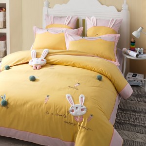 Yellow Bed Sheet Cartoon Pillow Sham Pure Cotton Comforter Quilt Duvet Kids’ bedding