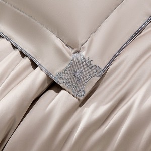 Long Staple Cotton Powder Pillow Slip Embroidered Quilt Cover Exquisite Bed Linen Champagne Bedding Set