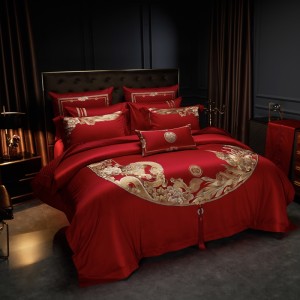 Jacquard Exquisite Duvet Cover Long-staple Cotton Pillow Sham Embroidery Coverlets Festive Bedding Set