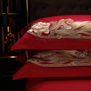 Jacquard Exquisite Duvet Cover Long-staple Cotton Pillow Sham Embroidery Coverlets Festive Bedding Set