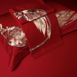 Jacquard Exquisite Duvet Cover Long-staple Cotton Pillow Sham Embroidery Coverlets Festive Bedding Set