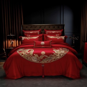 Jacquard Exquisite Duvet Cover Long-staple Cotton Pillow Sham Embroidery Coverlets Festive Bedding Set