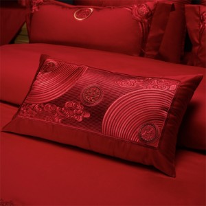 Long-staple Cotton Quilt Cover Embroidery Fitted Sheet Jacquard Wedding Pillow Slip Top Luxury Festive Bedding Set