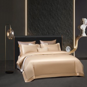 4 Pieces Silk Sheet Gold Quilt Cover Solid Color Pillow Cases Bedding Set