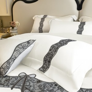 White Pillow Cover Lyocell Fitted Sheet Lace 4pcs Comforter Quilt Duvet  Bedding Set