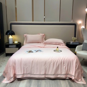 Pink Pillow Slip Lyocell Flat Sheets Solid Color Comforter Quilt Duvet  Bedding Set