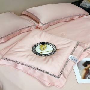 Pink Pillow Slip Lyocell Flat Sheets Solid Color Comforter Quilt Duvet  Bedding Set