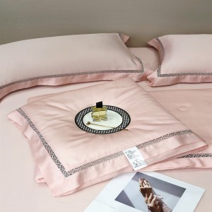 Pink Pillow Slip Lyocell Flat Sheets Solid Color Comforter Quilt Duvet  Bedding Set