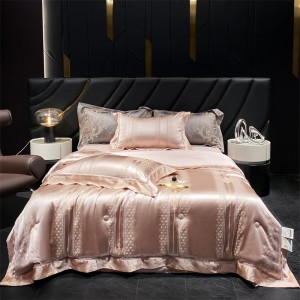 Flesh Color Pillow Slip Lyocell Flat Sheets Solid Comforter Quilt Duvet  Bedding Set