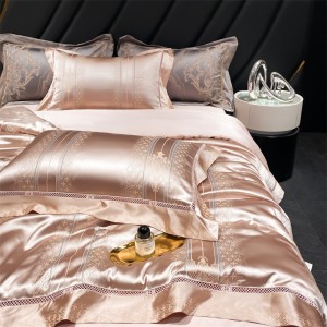 Flesh Color Pillow Slip Lyocell Flat Sheets Solid Comforter Quilt Duvet  Bedding Set