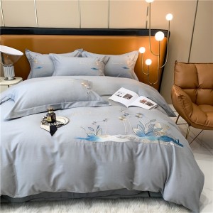 Embroidered Pillow Slip Breathable Flat Sheets Pure Cotton Quilt Cover Bedding Set