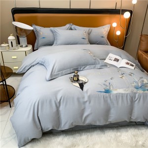 Embroidered Pillow Slip Breathable Flat Sheets Pure Cotton Quilt Cover Bedding Set