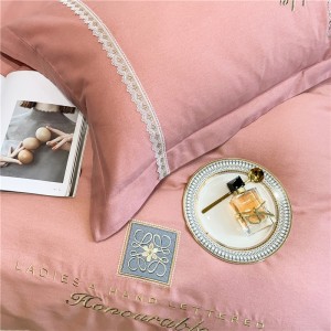 Pink Pillow Slip Breathable Flat Sheets Pure Cotton Quilt Cover Bedding Set