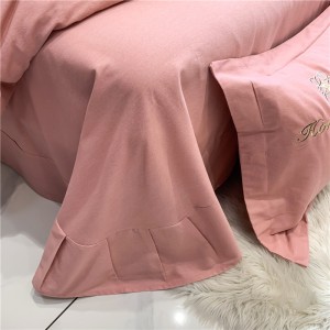 Pink Pillow Slip Breathable Flat Sheets Pure Cotton Quilt Cover Bedding Set