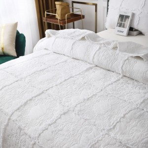 White Premium Pillowcases Embroidered Pure Cotton Bedspread