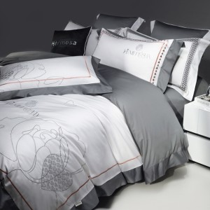 High grade long-staple cotton light luxury satin pure cotton printing bed sheet quilt cover white bedding set