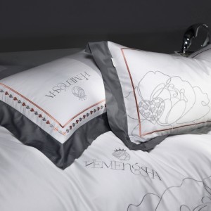 High grade long-staple cotton light luxury satin pure cotton printing bed sheet quilt cover white bedding set