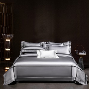 200s long-staple cotton high-end grey luxury pure cotton satin jacquard bedding set