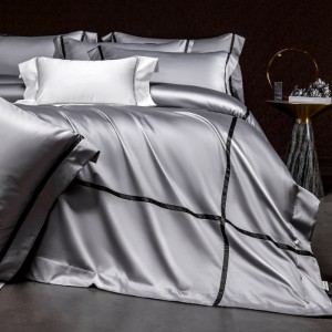 200s long-staple cotton high-end grey luxury pure cotton satin jacquard bedding set