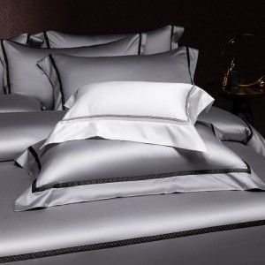 200s long-staple cotton high-end grey luxury pure cotton satin jacquard bedding set