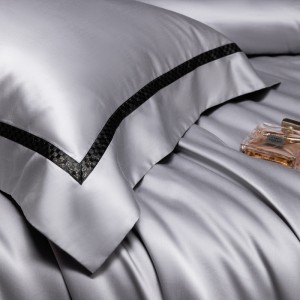 200s long-staple cotton high-end grey luxury pure cotton satin jacquard bedding set