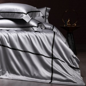 200s long-staple cotton high-end grey luxury pure cotton satin jacquard bedding set