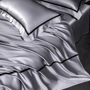 200s long-staple cotton high-end grey luxury pure cotton satin jacquard bedding set