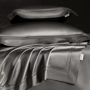 100s horse cotton four pieces high-end light luxury satin double buried rope craft grey bedding set