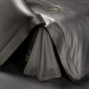 100s horse cotton four pieces high-end light luxury satin double buried rope craft grey bedding set