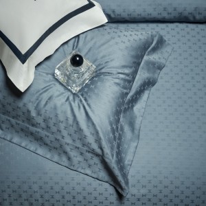 High-end blue 100-count long-staple cotton jacquard light luxury four-piece bedding set