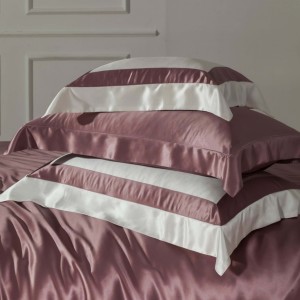 Silk Sheet Pink Quilt Cover Solid Color Pillow Cases 4 Pieces Bedding Set