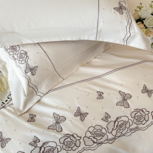 2025 new white pure cotton 50s long-staple cotton sanded non-linting four-piece printing bedding set