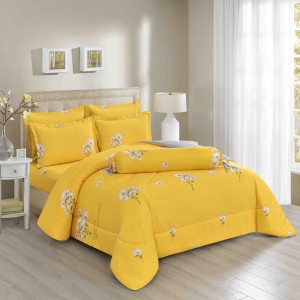 OEM/ODM Polyester Yellow Pillowcase Quilted 6pcs Bed Sheets Polyester Comforter Set