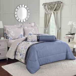 Blue Pink Bedsheet Quilted Coverlets OEM/ODM Printing Pillowcases Brushed Polyester Comforter Set