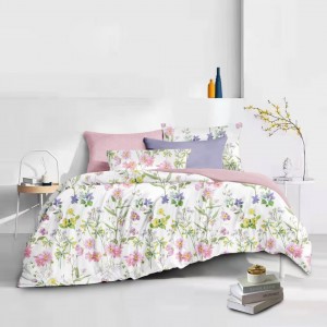 White Printing Microfiber Pillowcase Polyester Bed Sheets Home Textile Duvet Cover Set