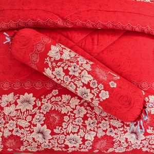 OEM/ODM Red Quilted 6pcs Pillow Slip Polyester Bed Sheet Premium Comforter Set