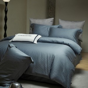 High-end blue 100-count long-staple cotton jacquard light luxury four-piece bedding set