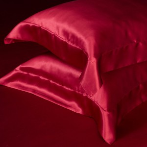 Red Pillow Cases Solid Color Bed Linen 4pcs Quilt Cover Silk Bedding Set