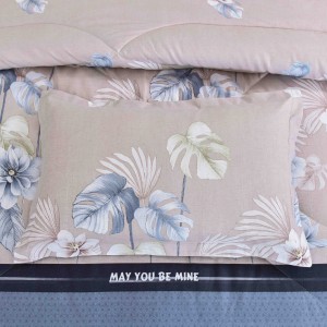 Blue Pink Bedsheet Quilted Coverlets OEM/ODM Printing Pillowcases Brushed Polyester Comforter Set