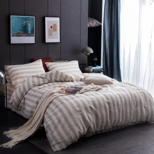 Khaki Bed Sheet Organic Home Textile Comforter Set  Luxury Quality Pillow Slip Jacquard Linen Bedding