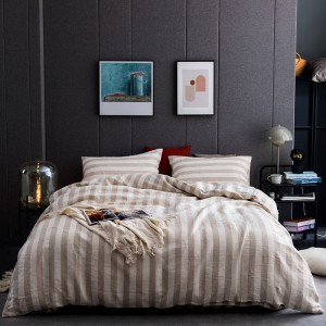 Khaki Bed Sheet Organic Home Textile Comforter Set  Luxury Quality Pillow Slip Jacquard Linen Bedding