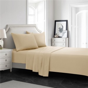 Beige Brushed Microfiber Fitted Sheet Home Textile Solid Color Pillowcase Polyester Bed Sheets