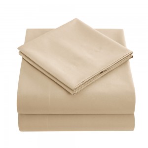 Beige Brushed Microfiber Fitted Sheet Home Textile Solid Color Pillowcase Polyester Bed Sheets